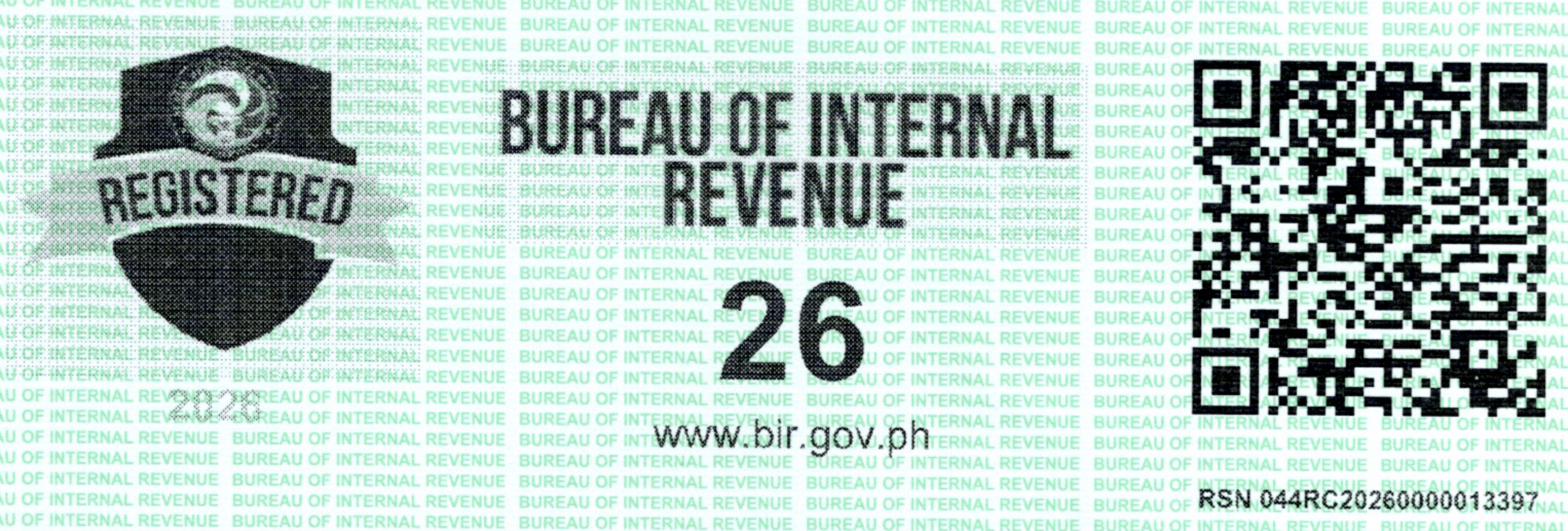 BIR Registration Seal Badge for Love To Travel And Tours Corp., RSN 044RC20260000013397